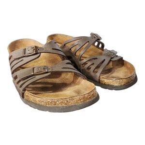 Birkenstock Granada Multi-Strap Adjustable Slides in Mocha, Sz 8